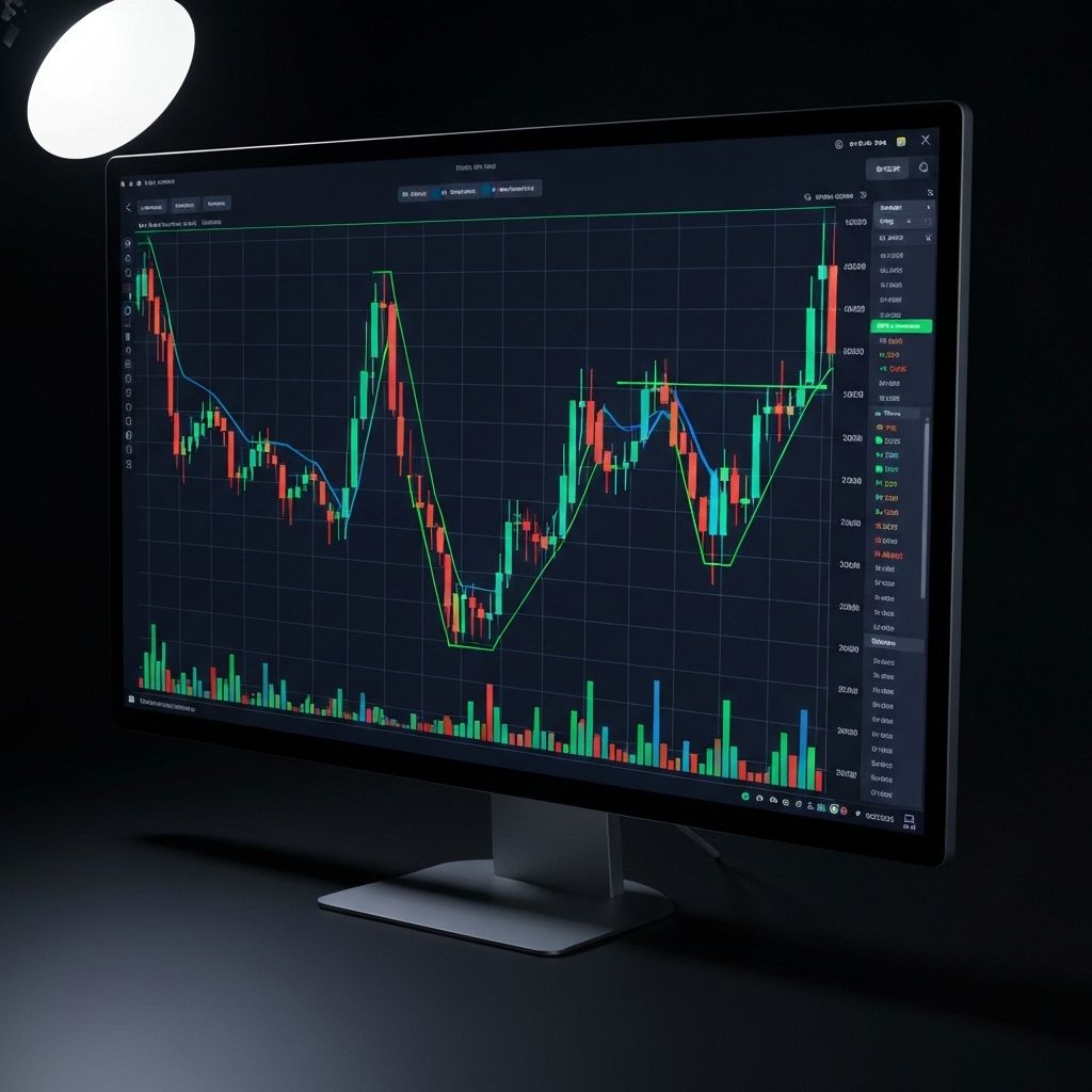 Crypto candlestick chart gradually rising