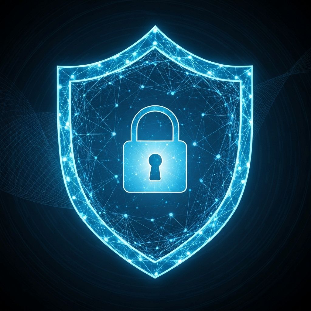 Transparency and safety visual with shield motif